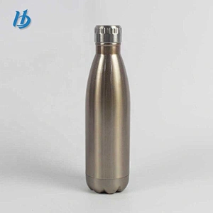 Double layer stainless steel vacuum bottle coke shaped bottle stemless portable sport vacuum bottle
