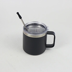 Stainless Steel Matte Coated Double Wall Coffee Mug with Handle