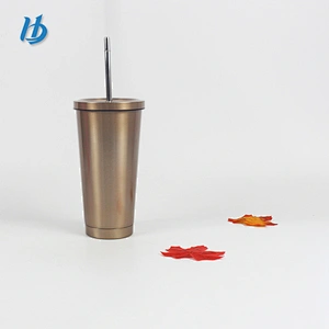 factory wholesale high quality straw double wall stainless steel drinking tumbler coffee tea mug with straw and lid
