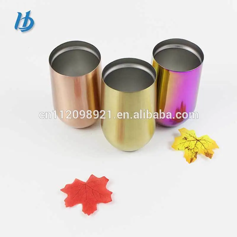 stainless steel wine glass holder rose gold wine wholesale cup egg tumbler  stemless unbreakable wine glasses