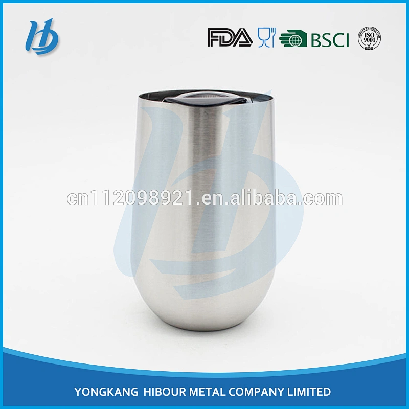 Stemless Stainless Steel Wine Glasses with Lid - 16 Oz Outdoor Shatterproof Camping Tumbler Glass Metal Cups - Double Wall