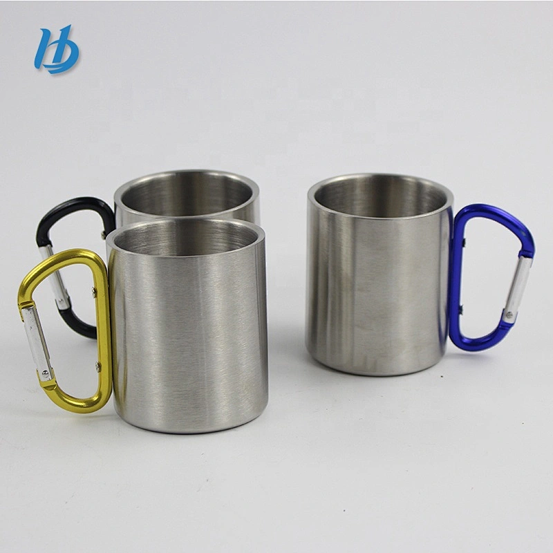 Drinkware Type 300ml double wall stainless steel coffee cup custom logo beer mug with handle camping mug