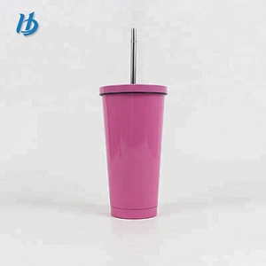 Creative stainless steel tumbler,16oz double wall insulated tumbler with straw and lid