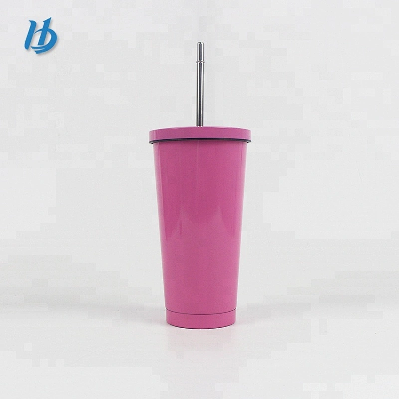 Creative stainless steel tumbler,16oz double wall insulated tumbler with straw and lid