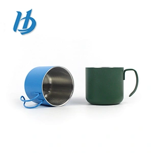 Factory Cheap price simple high quality 380ml double wall  coffee mugs with handle