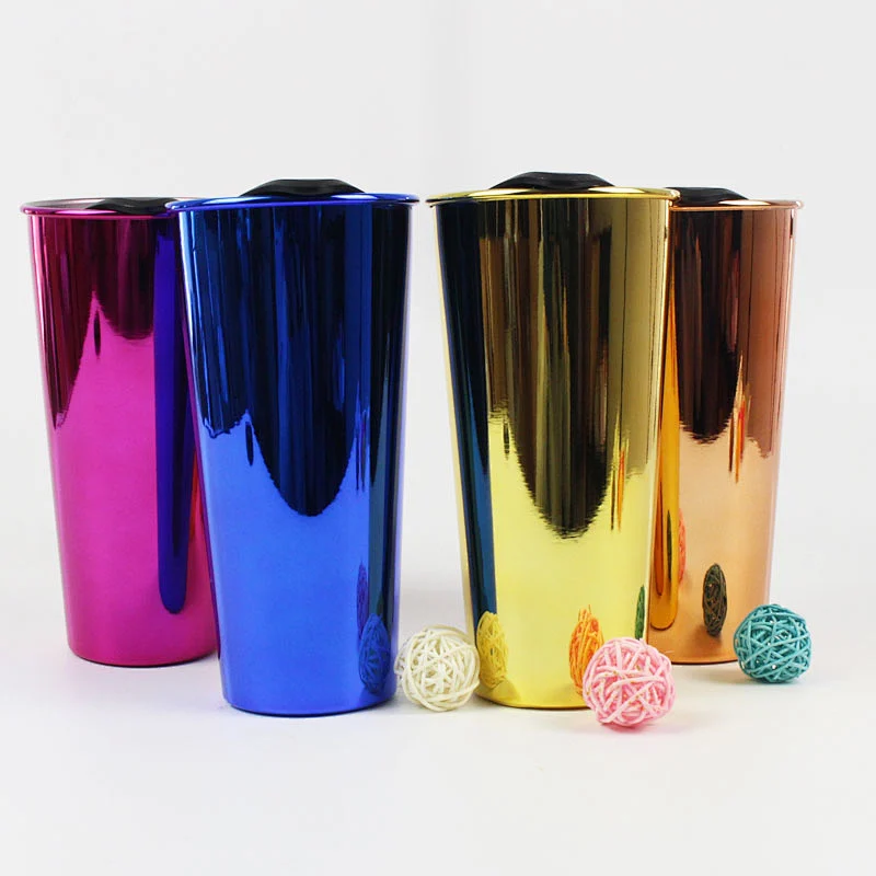 16oz Double Wall Stainless Steel Electroplated Reusable Coffee Mug Juice Glass