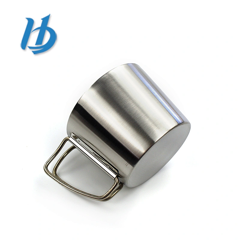 Promotional personalized double handle stainless steel coffee mug with custom logo