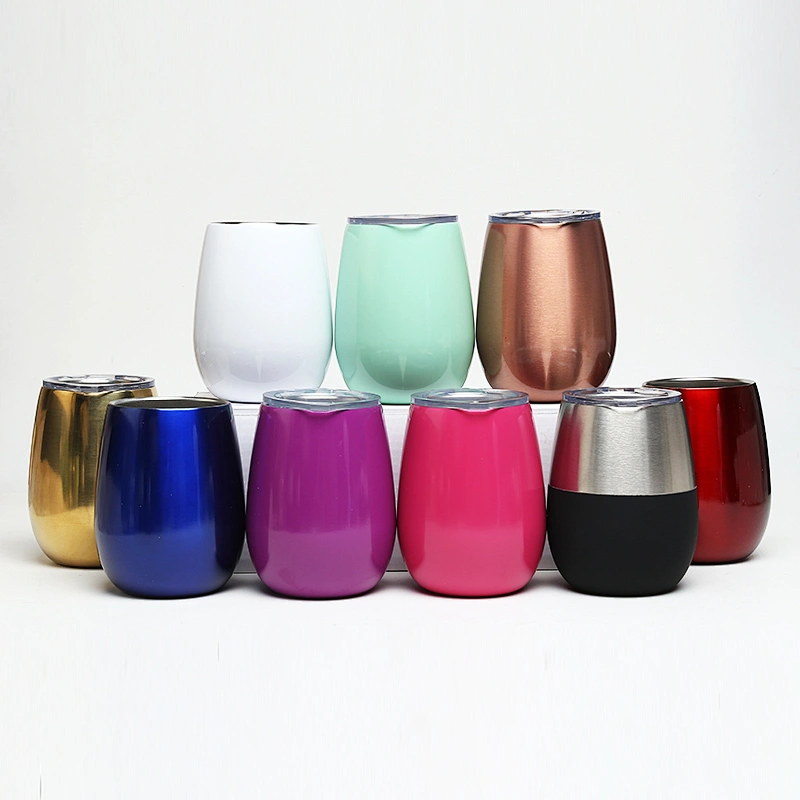 Amazon hot selling Wholesale in bulk Coffee cup Egg-shaped double wall stainless steel wine glass