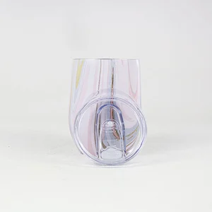 Amazon hot selling colored wine glasses wholesale  double wall stemless wine glass