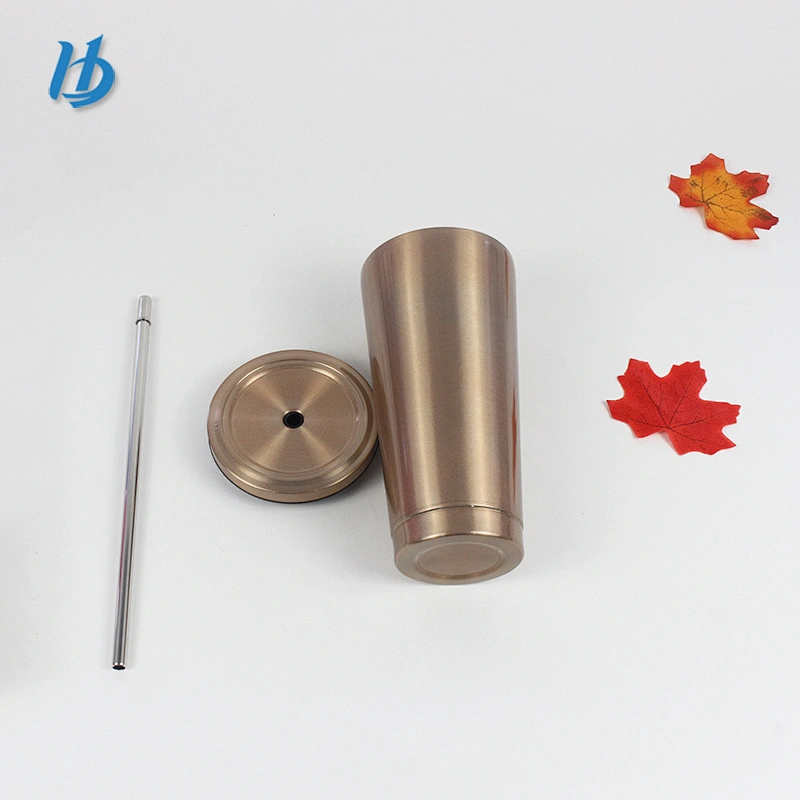 factory wholesale high quality straw double wall stainless steel drinking tumbler coffee tea mug with straw and lid