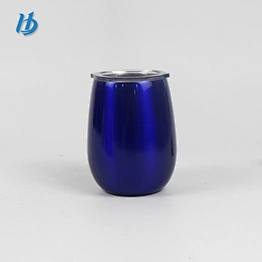 Cooling tumblers wine glass 9oz double wall blue wine cup, stainless steel stemless wine glass tumbler 2 pack