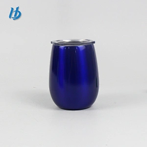 Cooling tumblers wine glass 9oz double wall blue wine cup, stainless steel stemless wine glass tumbler 2 pack