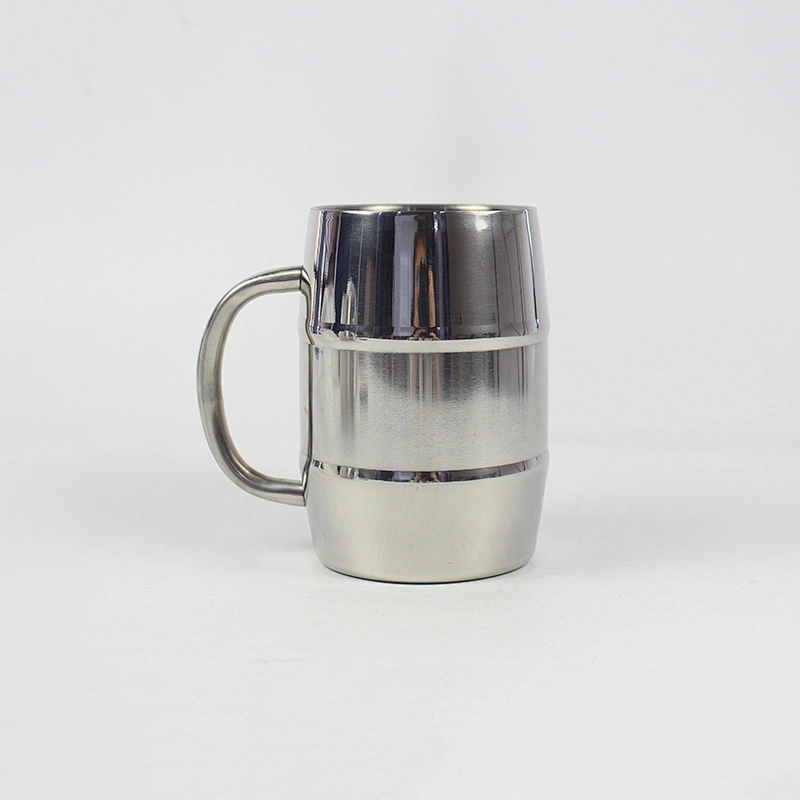 Hot sale beer mug,450ml double wall mug with lid customized logo coffee mug