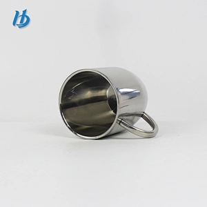 Stainless steel double layer hot water mug cheap soup mugs and cups metal cup with handles