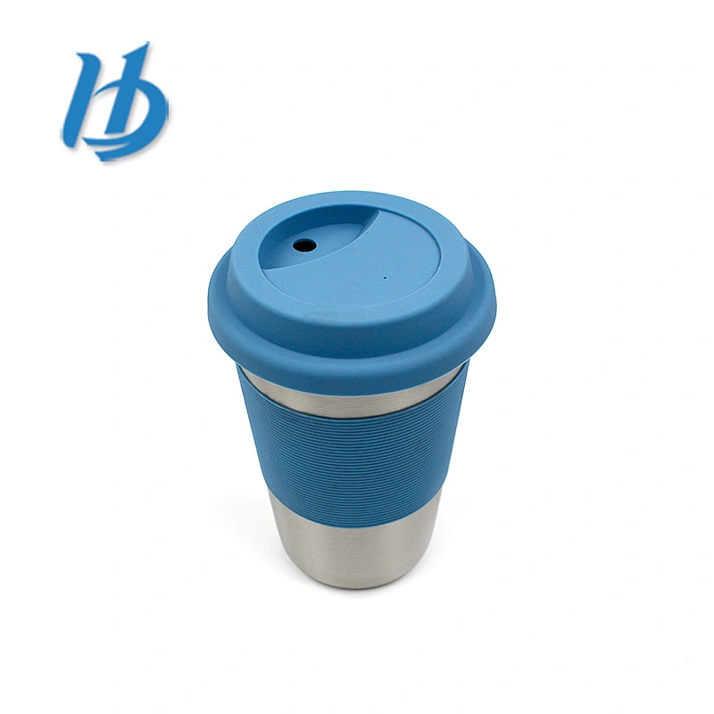 Excellent quality 304 stainless steel single wall 16oz coffee mug with silicone lid