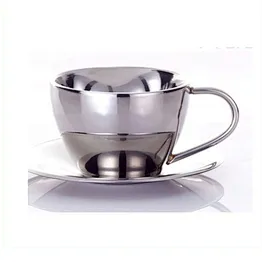 2016 Promotional Gift Wholesale Tableware Stainless Steel Coffee Cups Plate Set