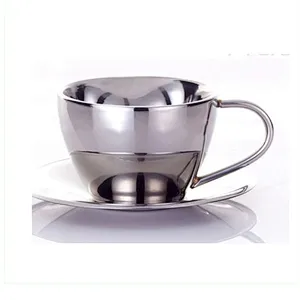 2016 Promotional Gift Wholesale Tableware Stainless Steel Coffee Cups Plate Set