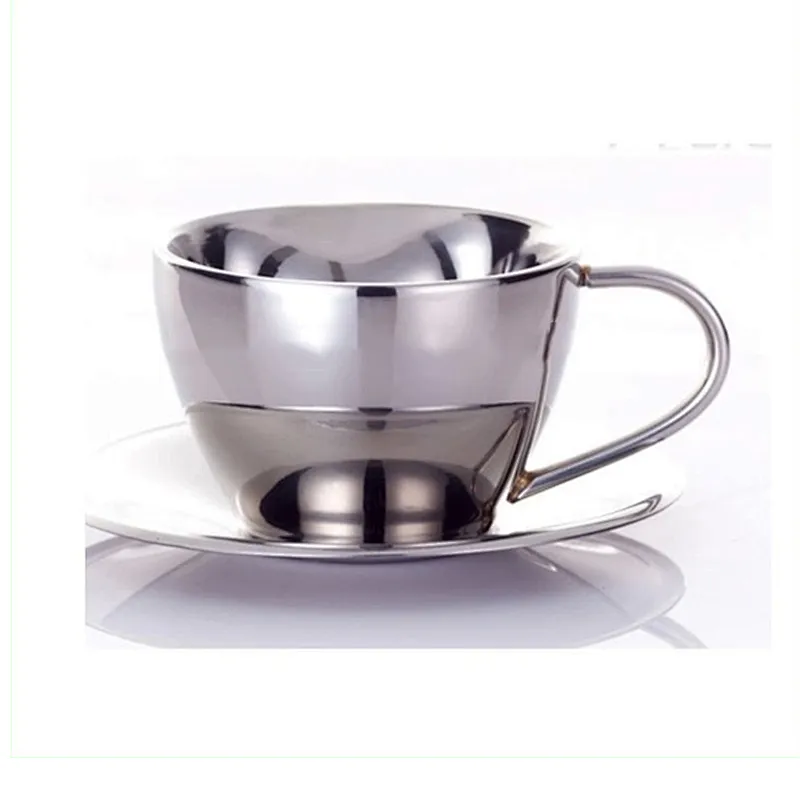 2016 Promotional Gift Wholesale Tableware Stainless Steel Coffee Cups Plate Set