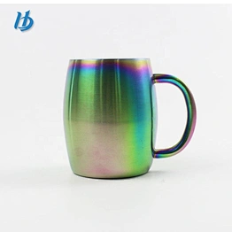 Double wall stainless steel copper plated mug coffee cups with handle custom logo