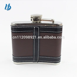 New style 6 OZ 304 flask Leak Proof Liquor Pocket Hip Flask 6 OzStainless Steel Leather Wrapped Cover Flask