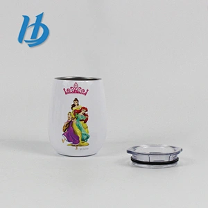 Factory sale 9 oz 304 stainless steel stemless wine glass with painting