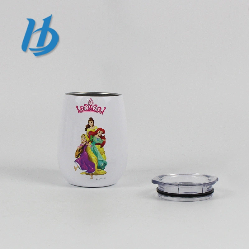Factory sale 9 oz 304 stainless steel stemless wine glass with painting