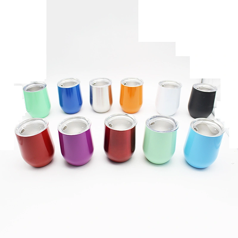 12oz Vacuum Stainless Steel Spray Painted Egg Shaped Wine Tumbler