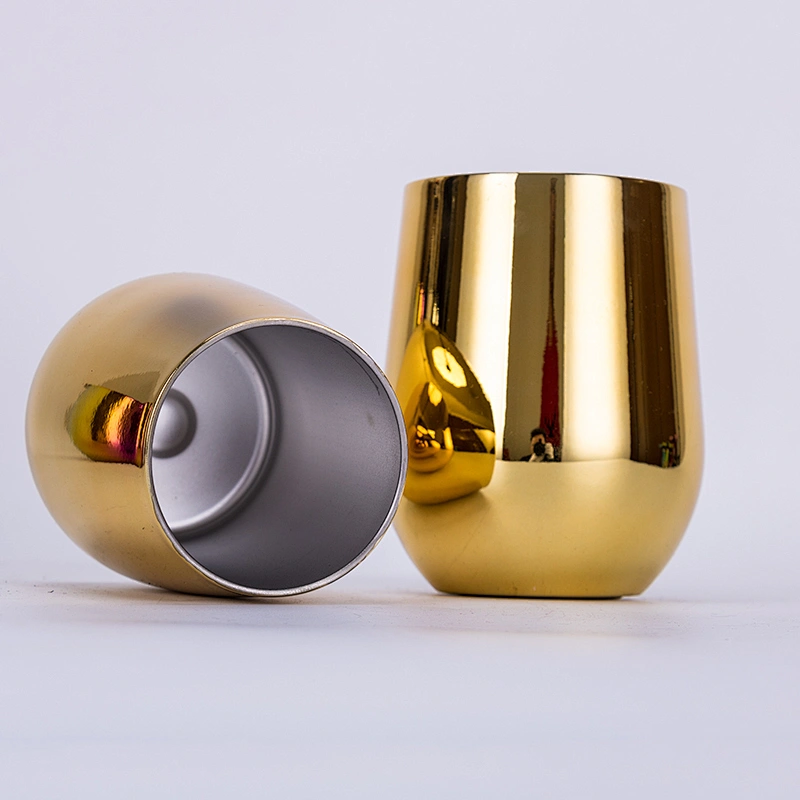 Yongkang factory OEM 304 stainless steel double wall electroplated insulated wine glass