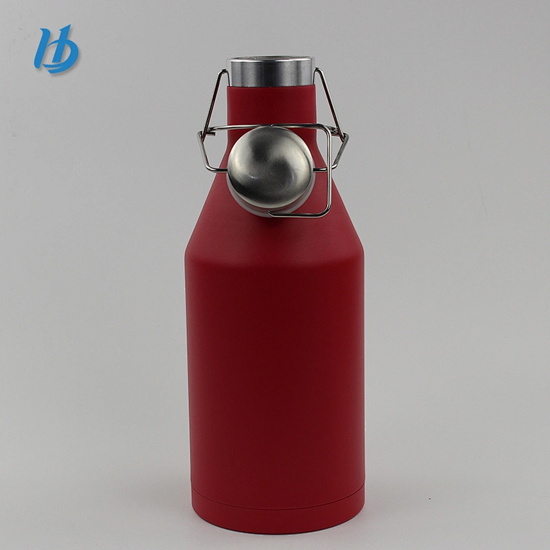 Unique personalized food grade 64oz glass growler, stainless steel water bottle for camping