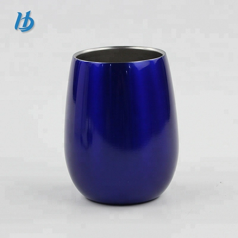stainless steel stemless wine glass egg cup double wall metal coffee cup