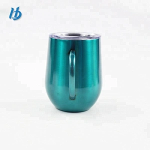 Travel spray painting coffee mug with handle,12 oz stainless steel stemless wine glass