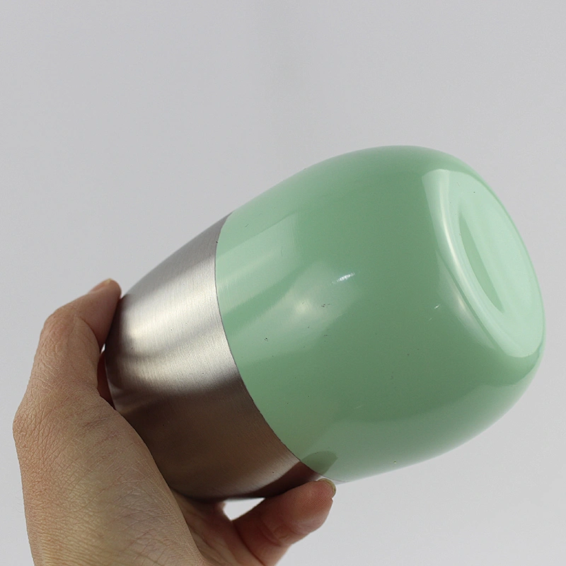 white colored stainless steel double wall insulated wine glass cooler  thermal thick stem wine glass egg tumblers