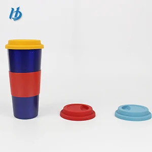 Pretty double wall stainless steel travel mug personalized coffee mug printed coffee mug with silicone lid