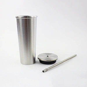 Hibour 18/8 stainless steel 24oz insulated straw tumbler with straw and lid