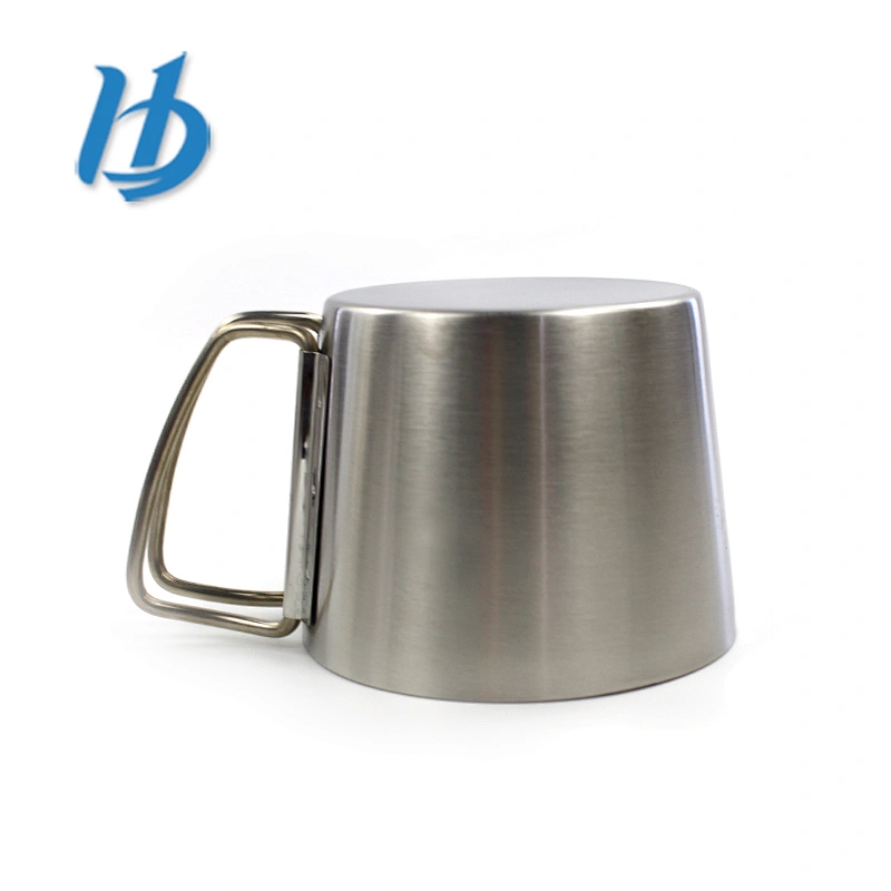 Promotional personalized double handle stainless steel coffee mug with custom logo