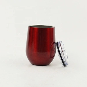 Hibour Double Wall Vacuum Insulated 12oz Stainless Steel Stemless Painting Color Wine Tumbler With Lid