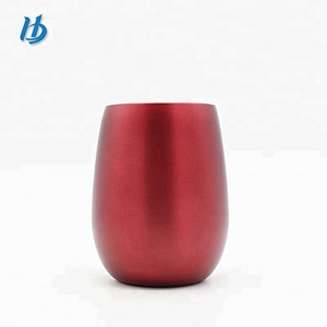 Elegant stainless steel wine glass tumbler,9oz double wall stemless mug