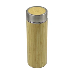 Double Wall Stainless Steel Bamboo Coffee Cup Thermos Bottle