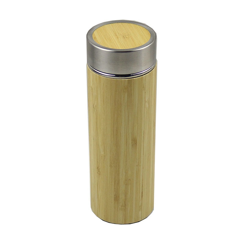 Double Wall Stainless Steel Bamboo Coffee Cup Thermos Bottle