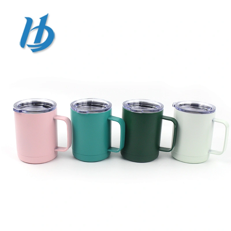Professional manufacture personalized insulated stainless steel powder coated thermos coffee mug with lid