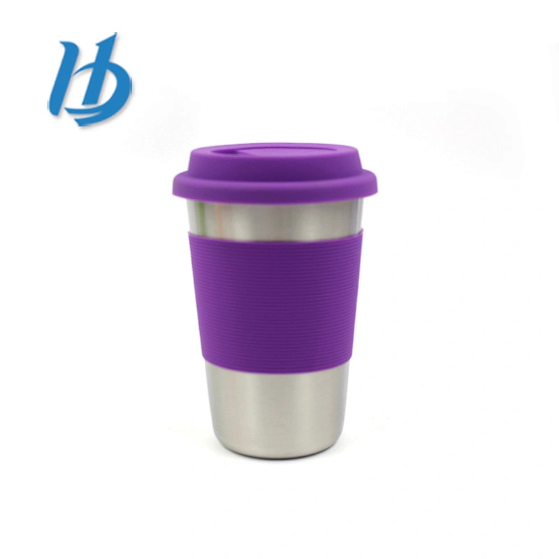 Excellent quality 304 stainless steel single wall 16oz coffee mug with silicone lid