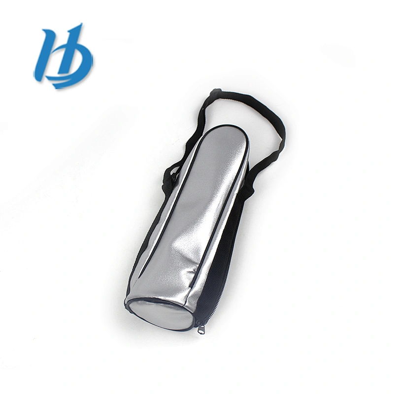 Hibour Top products customized silver sling PVC bottle bag with zipper
