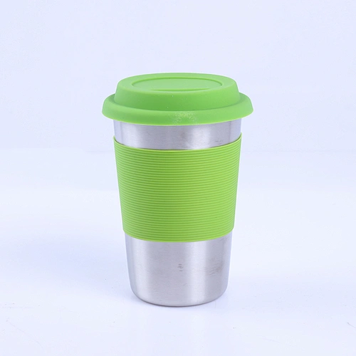 2019 HOT sale 480ml  mug stainless steel single wall pint cup with silicone lid and straw