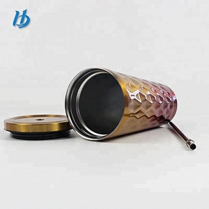 Insulated tumbler with straw and lid,16oz crazy straw cup double wall tumbler
