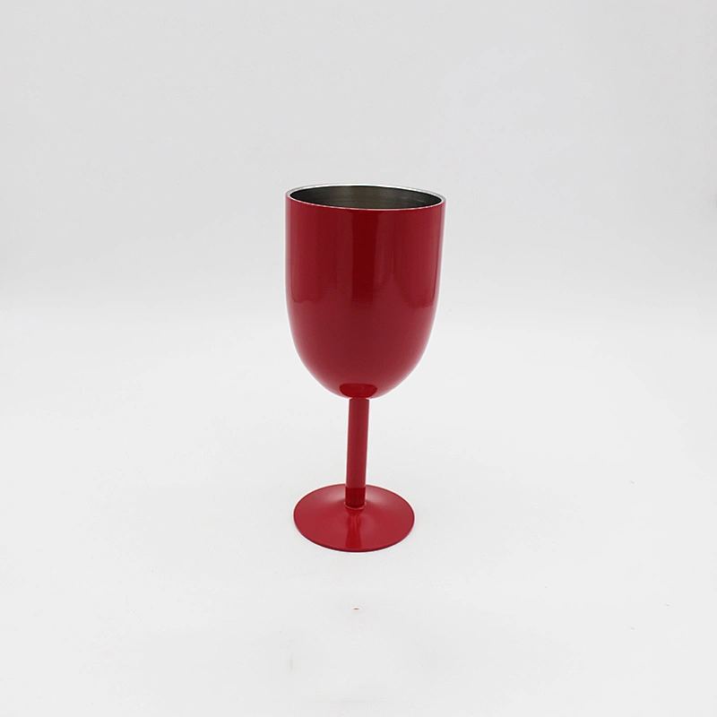 stainless steel double wall steel tumbler  colored glass goblet with a leakproof  metal wine goblets