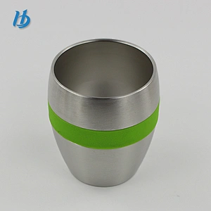 Wholesale stainless steel wine tumbler double wall wine glass with silicone ring 10 oz tumbler lowball