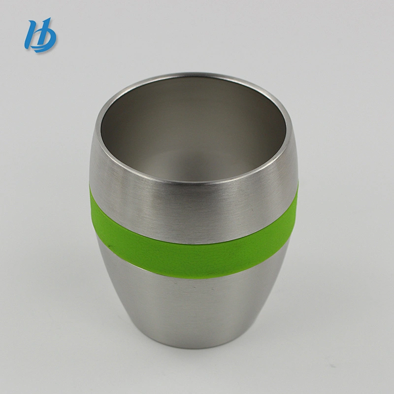Wholesale stainless steel wine tumbler double wall wine glass with silicone ring 10 oz tumbler lowball
