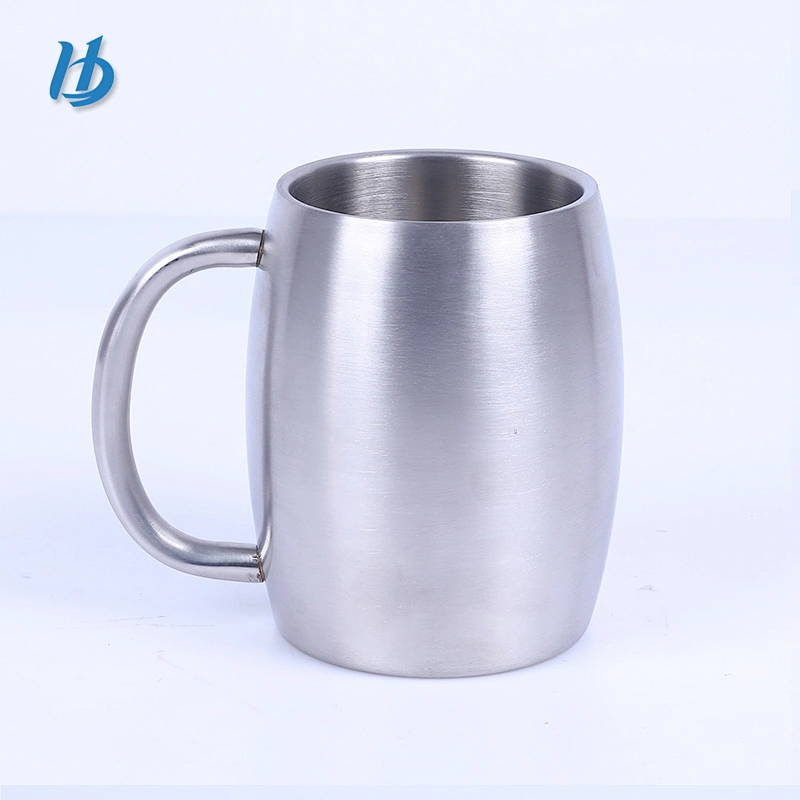 Hot Sale Double Wall Barrel Shaped Stainless Steel Beer Mug with Customized Logo