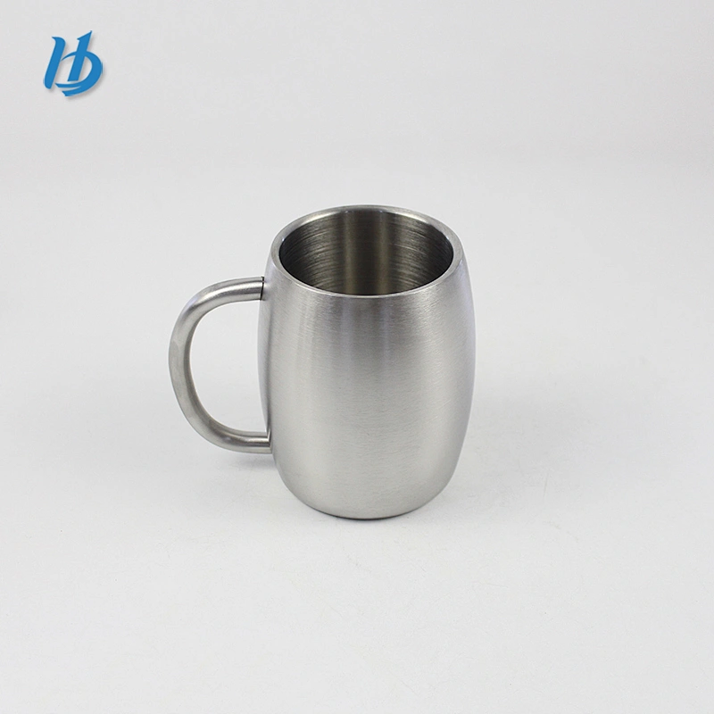 High quality beer mug,450ml double wall beer mug silver color with handle