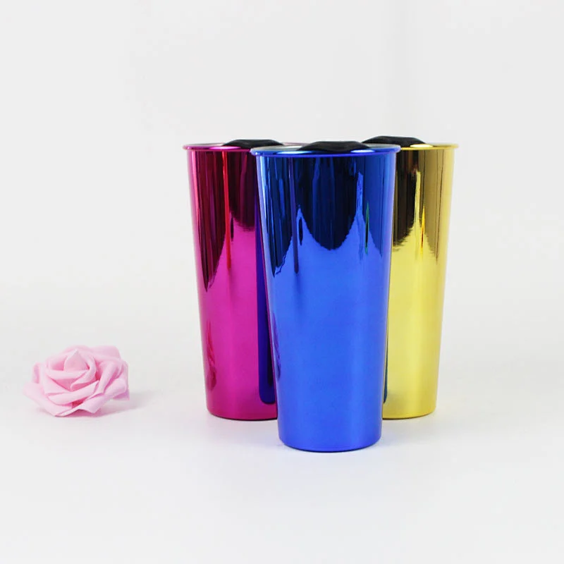 16oz Double Wall Stainless Steel Electroplated Reusable Coffee Mug Juice Glass